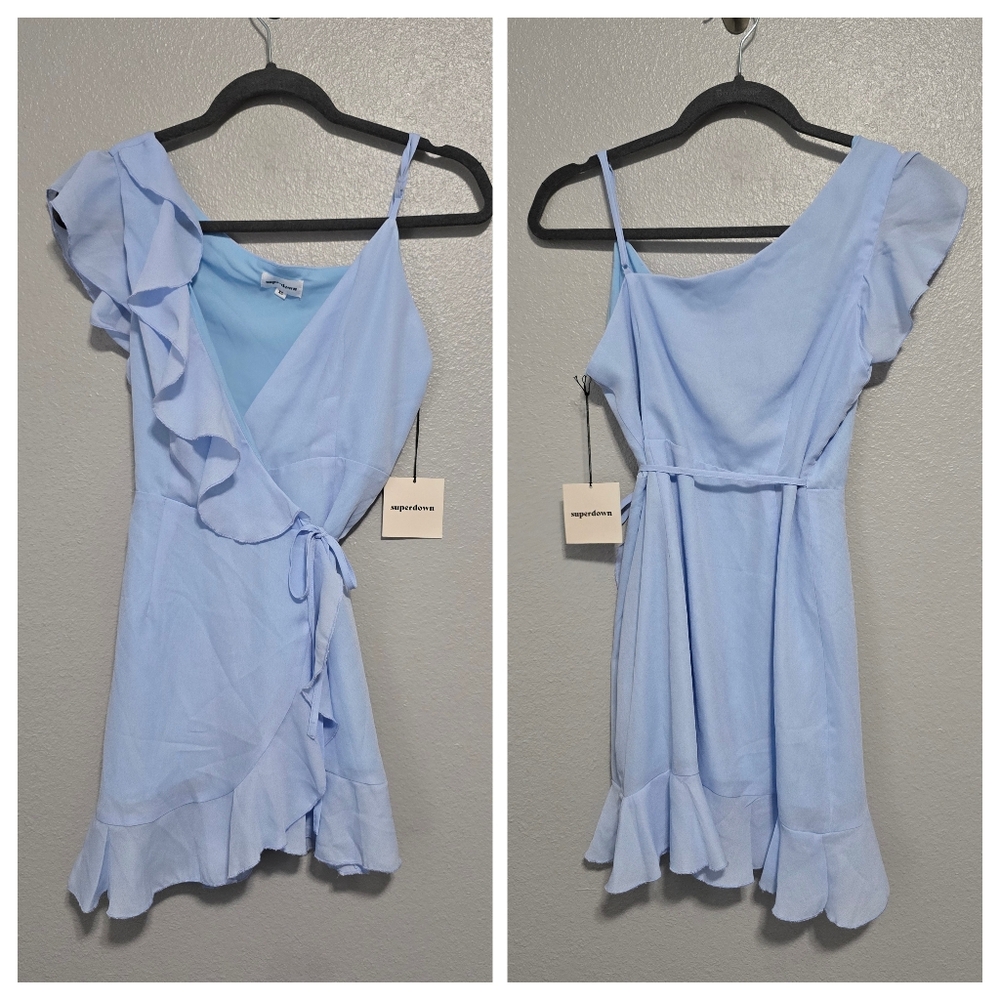 superdown Light Blue Ruffle Mini Dress - Picture 2 of 8
